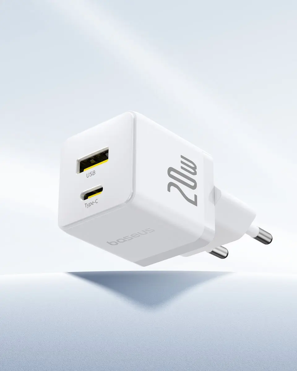 Baseus P10111608213-01 USB-C Adapter 20W - 2 Poorten - Wit