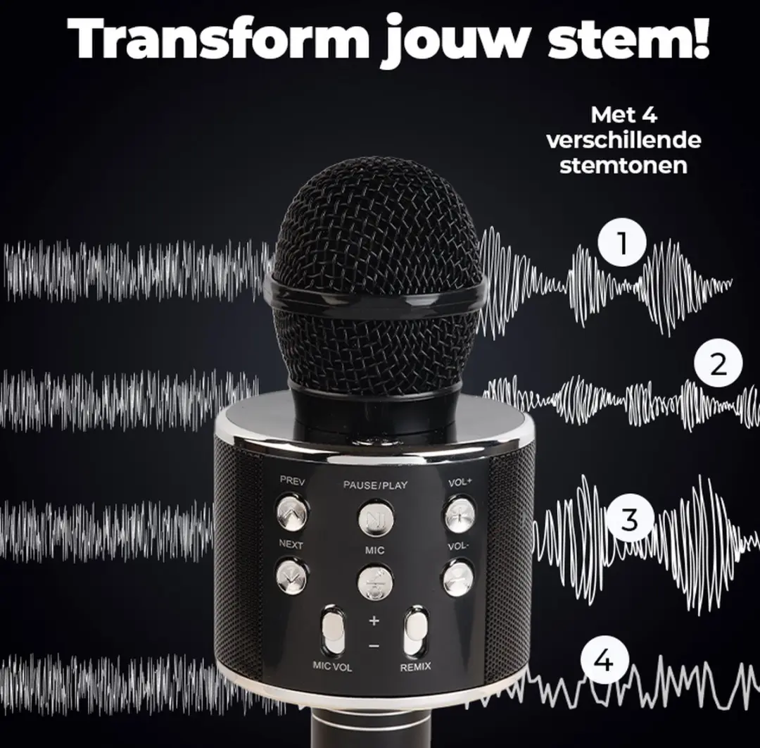 Denver KMS20 Karaoke Microfoon Bluetooth - Draadloos - Zwart