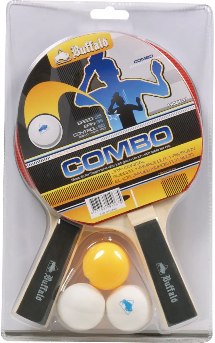 Buffalo Tafeltennisbat Set Rood - 1 Bal
