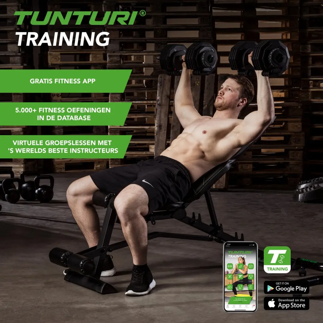 Tunturi Verstelbare Dumbbell 2,5-12,5kg - Zwart/Groen