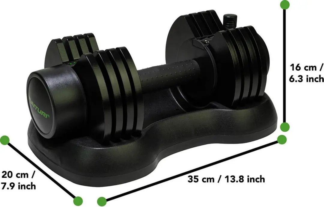 Tunturi Verstelbare Dumbbell 2,5-12,5kg - Zwart/Groen