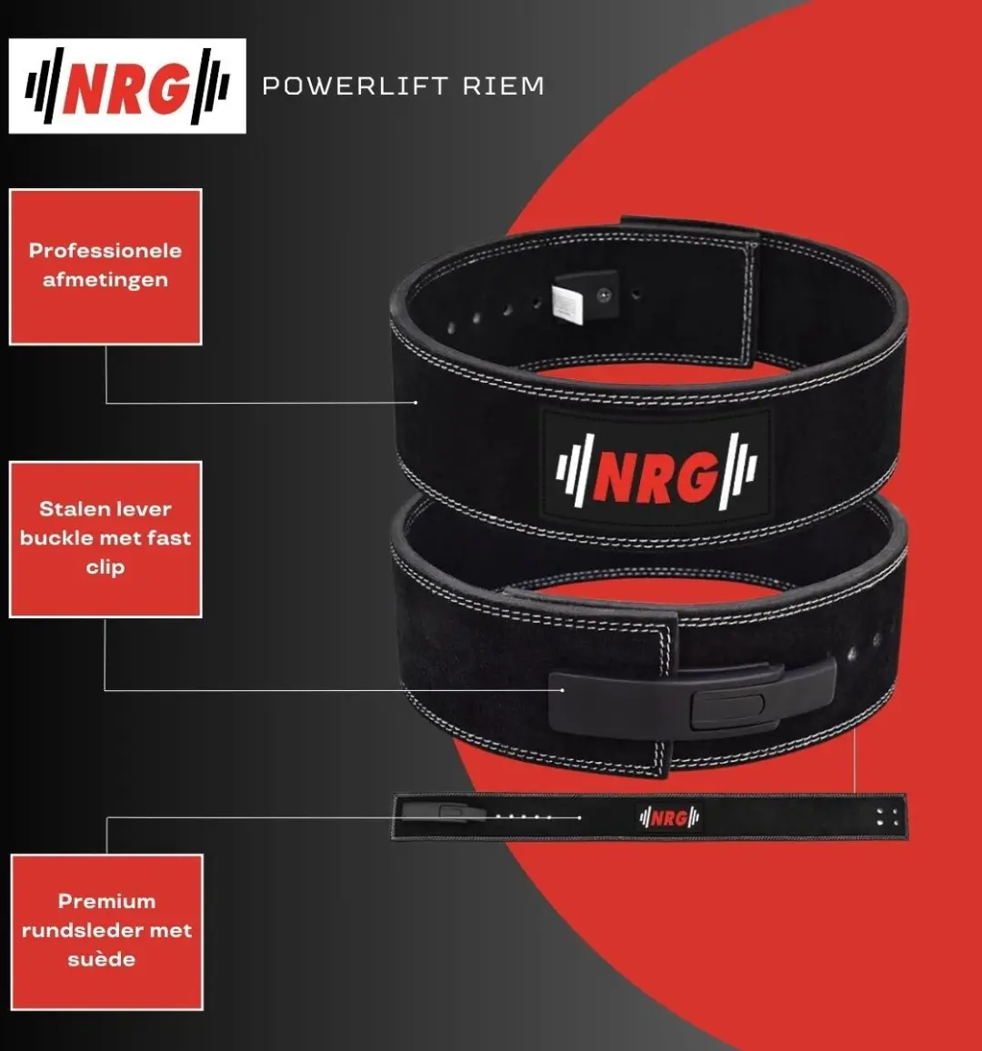 NRG Wellness Pro Powerlift Riem - Gewichthefriem M - Zwart