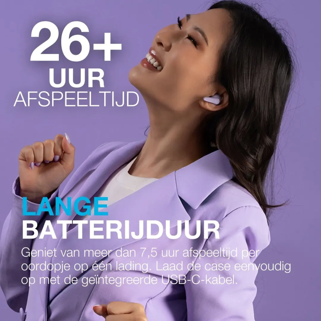 JLab Go Pods ANC IEUEBGOPODSRLLC124 Oordopjes - 26u Batterij - Roze - afbeelding 6 van 6