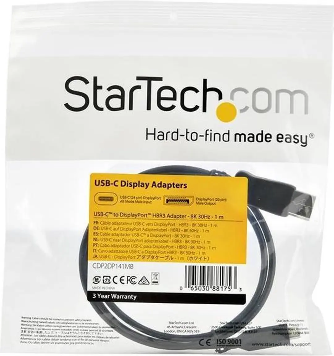 Startech CDP2DP141MB USB-C naar DisplayPort Adapter - 1m - Zwart