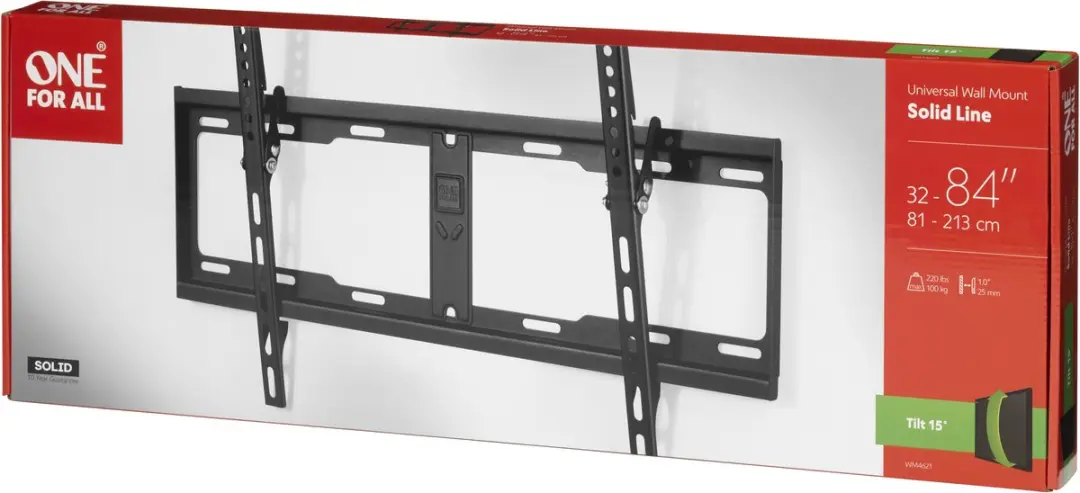 One For All WM4621 TV Muurbeugel - Zwart - Solid Tilt 50-84" - afbeelding 6 van 6