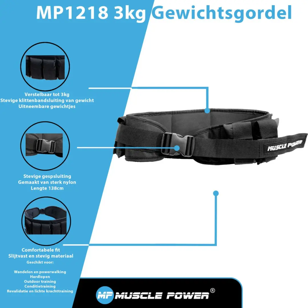 Muscle Power Gewichtsgordel 3 kg - Zwart