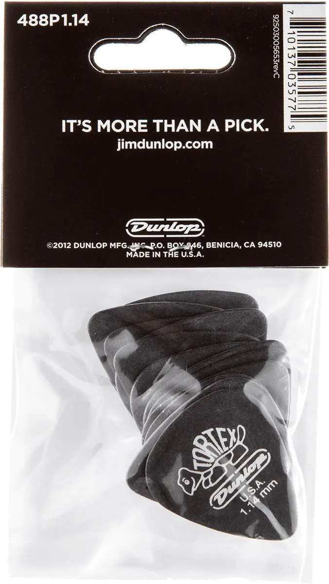 Dunlop Tortex Pitch Black Plectrums 1.14mm - 12 Stuks