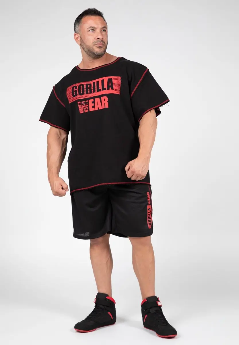 Gorilla Wear Wallace Workout Top - Zwart/Rood L/XL