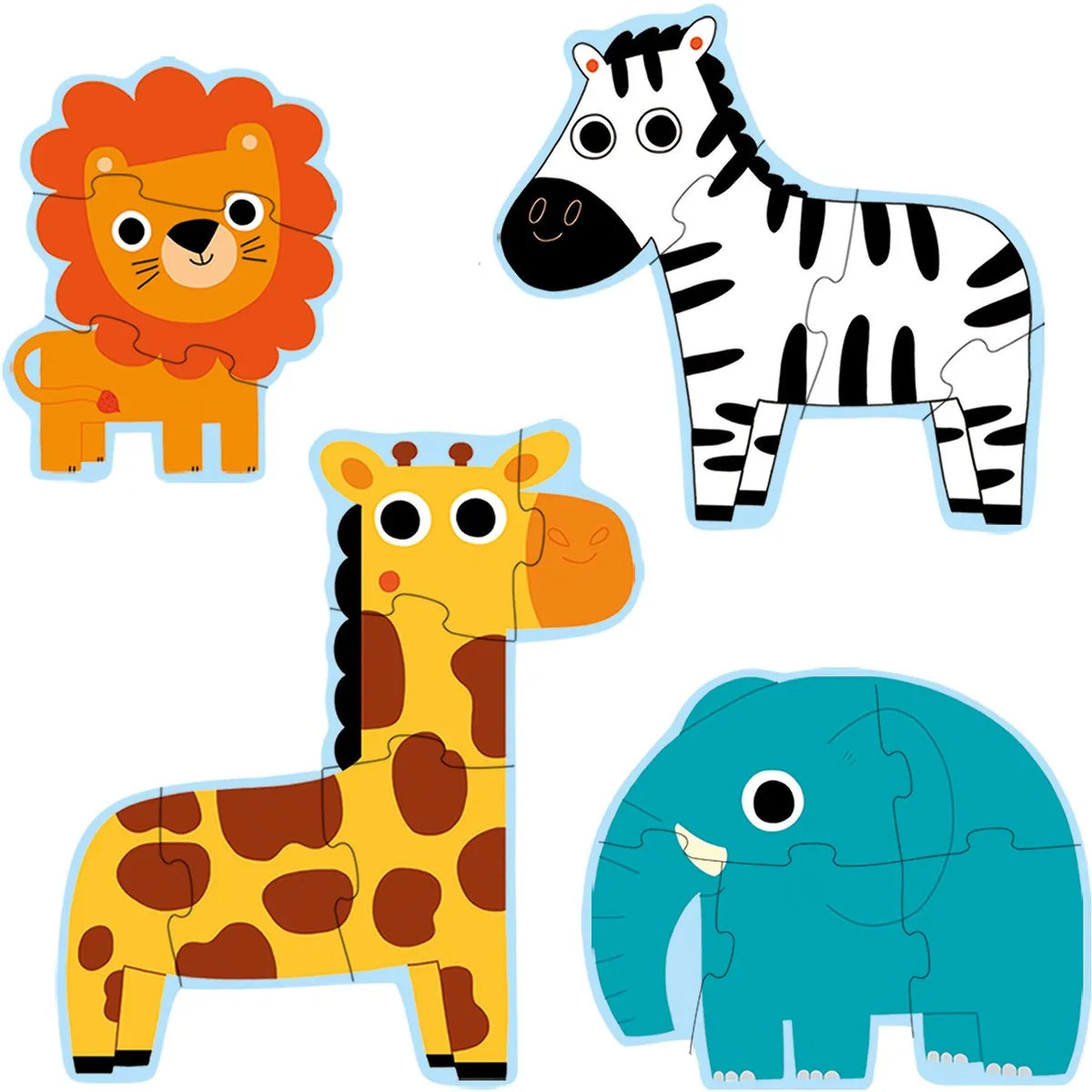 Djeco Puzzel Diertjes uit de Zoo - 4 Legpuzzels Multicolor