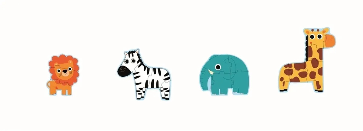 Djeco Puzzel Diertjes uit de Zoo - 4 Legpuzzels Multicolor