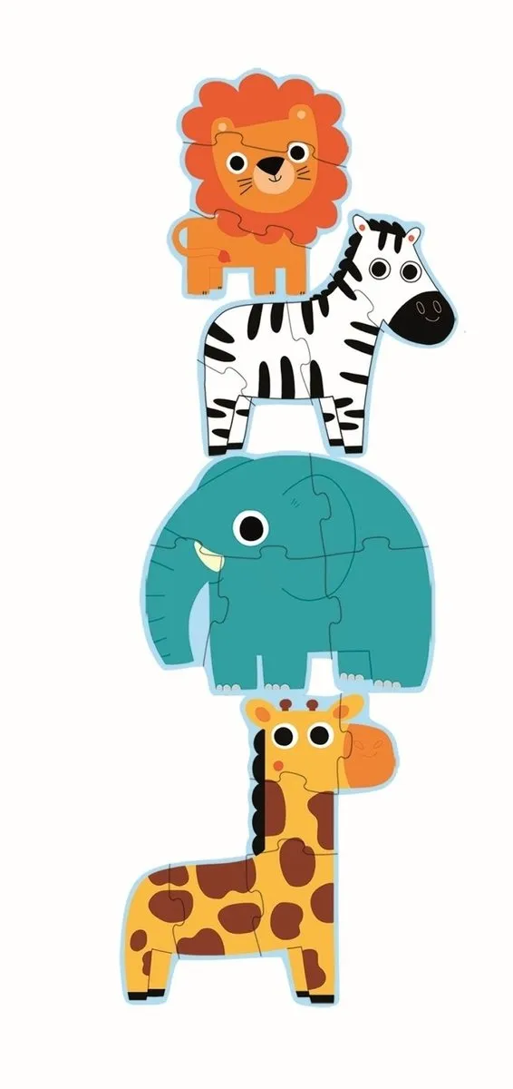 Djeco Puzzel Diertjes uit de Zoo - 4 Legpuzzels Multicolor