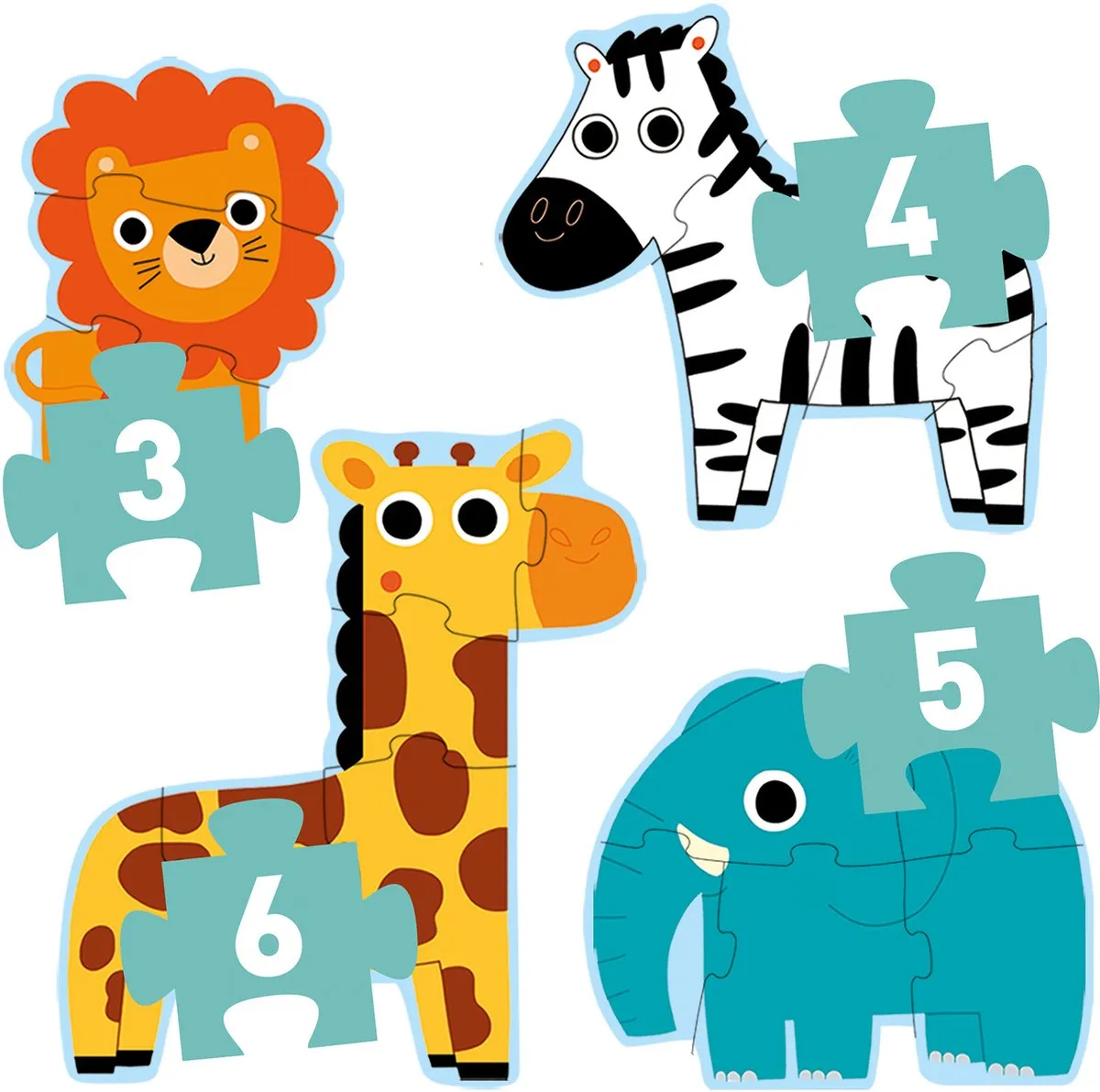Djeco Puzzel Diertjes uit de Zoo - 4 Legpuzzels Multicolor