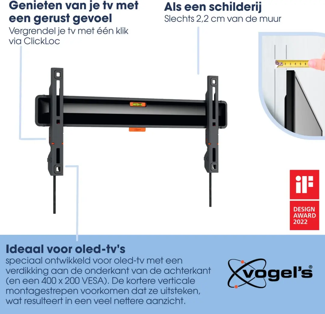 Vogel's COMFORT TVM 3405 SP TV-Beugel OLED 32-77" - 50kg - VESA 400x200 - Zwart
