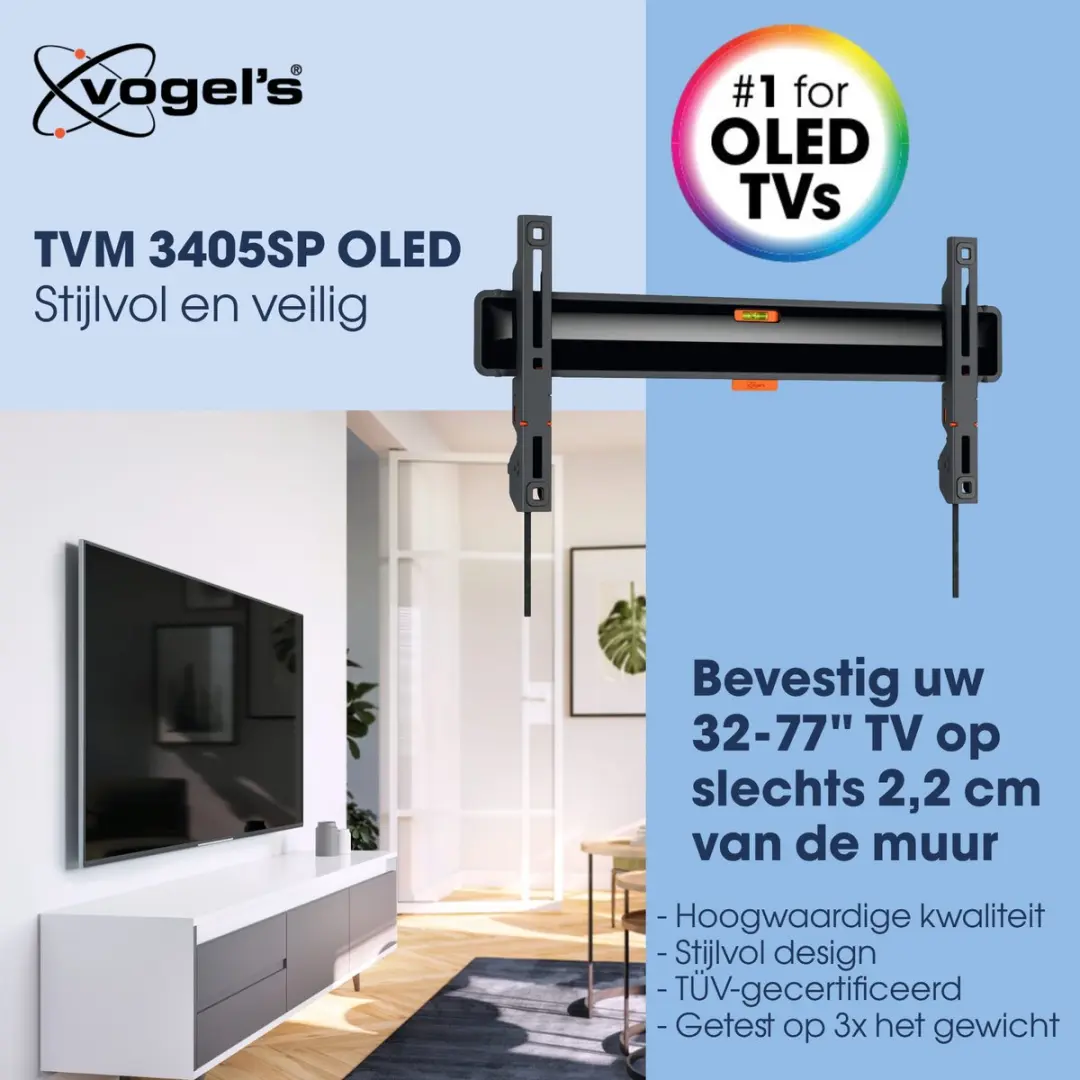 Vogel's COMFORT TVM 3405 SP TV-Beugel OLED 32-77" - 50kg - VESA 400x200 - Zwart