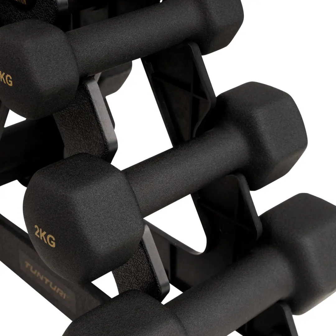 Tunturi Centuri Halterset - 3 Paar Neopreen Dumbbells 1-3kg - Zwart/Goud