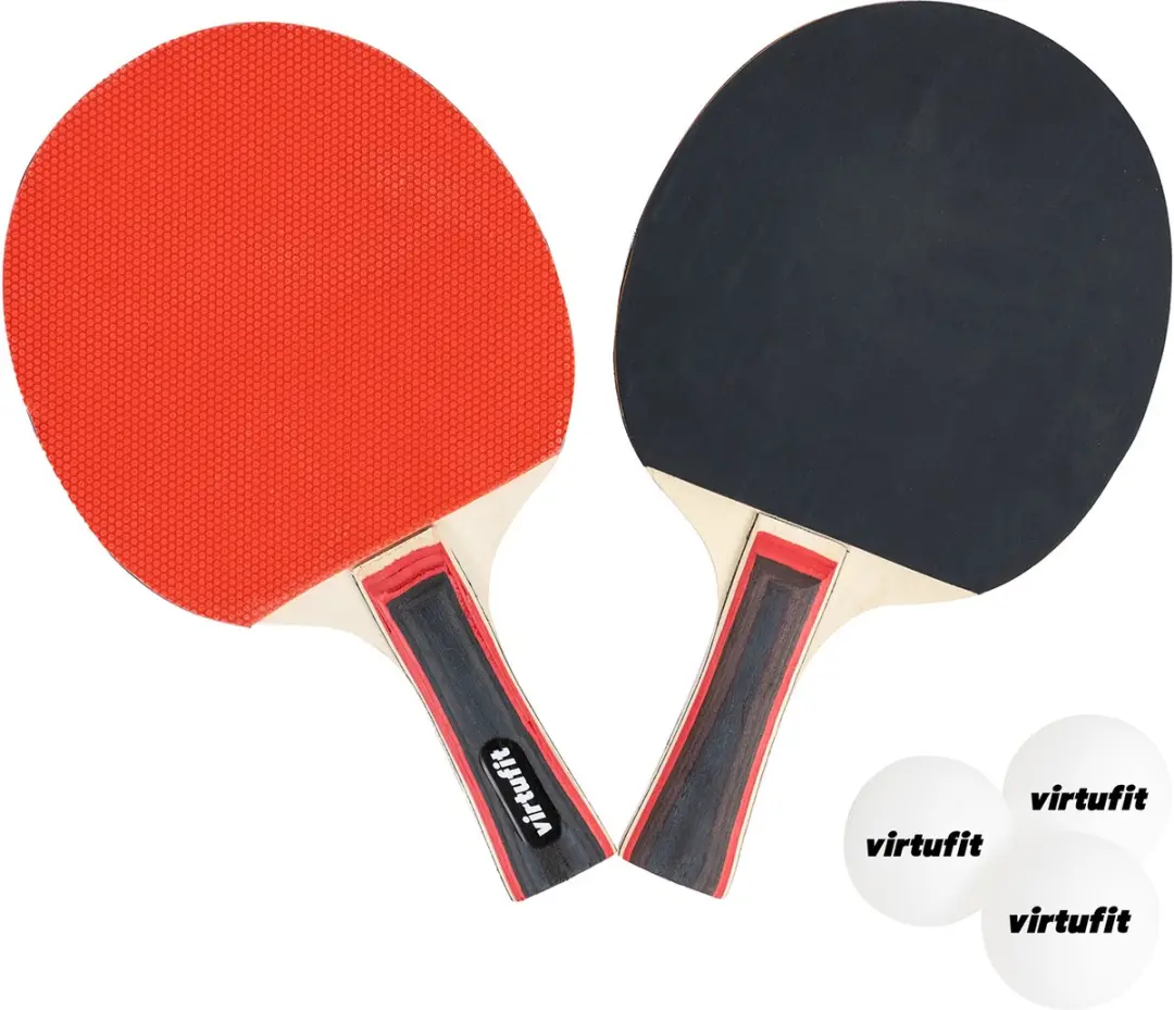 Virtufit Tafeltennisset - 2 Batjes 3 Ballen - Zwart