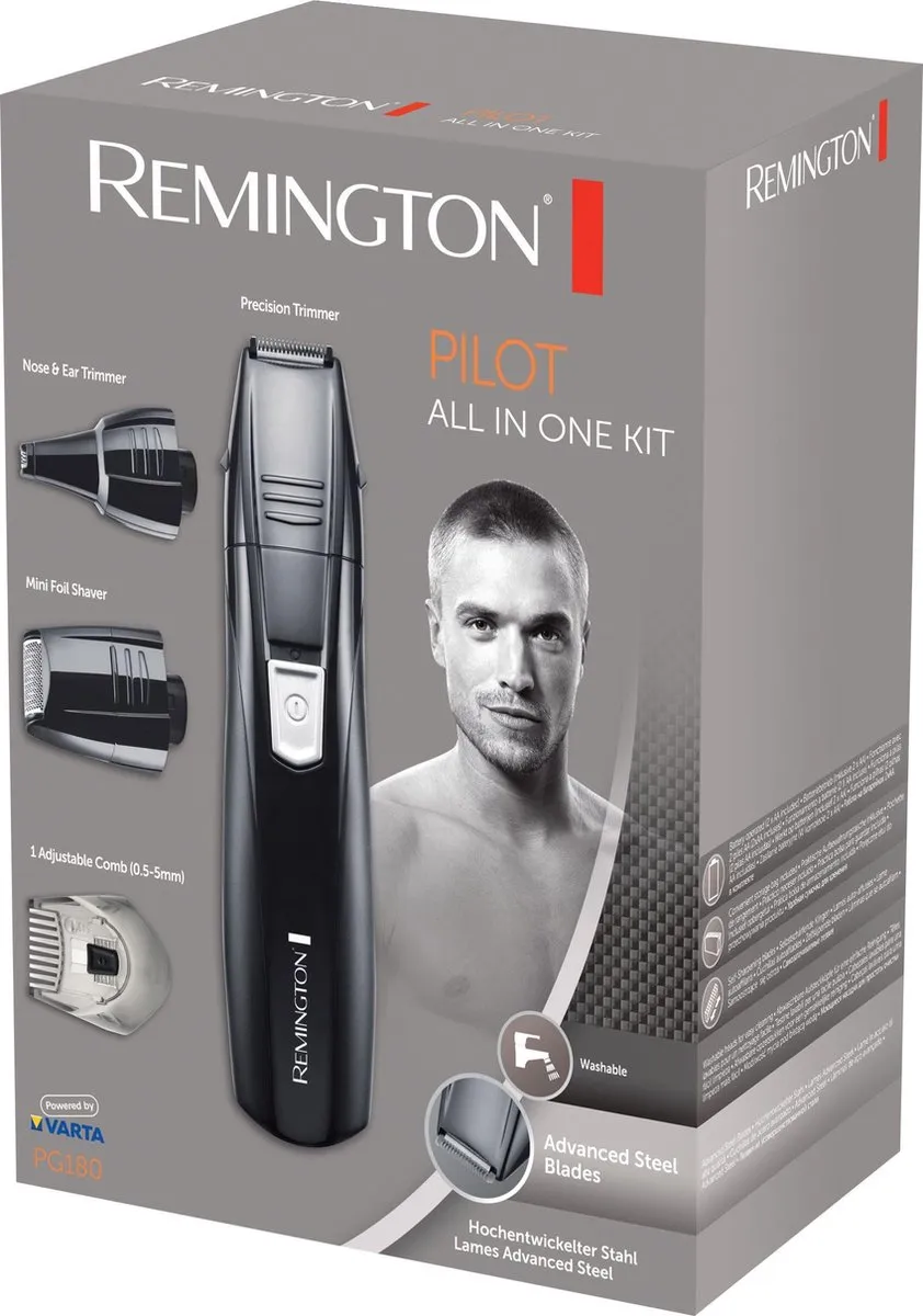 Remington Pilot PG180 Trimmerset - 3 Opzetstukken - Zwart
