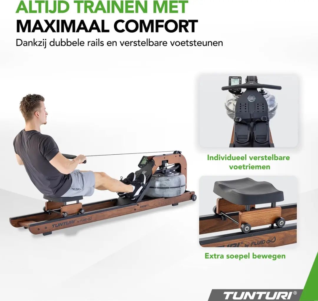 Tunturi Signature R90W Roeitrainer - Waterweerstand - 5 Niveaus