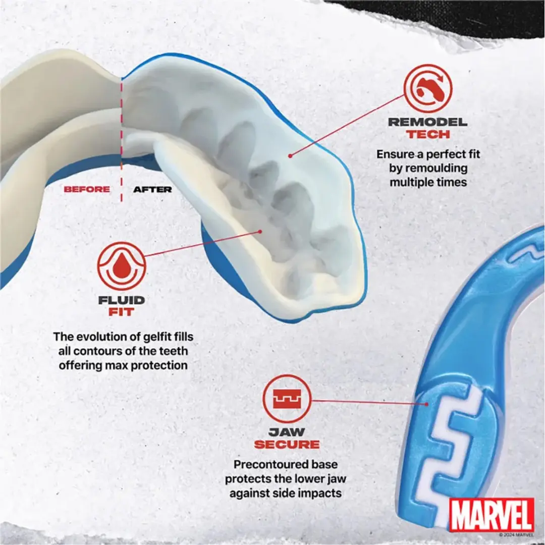 Safejawz Marvel Captain America Mouthguard - Blauw - Maat L