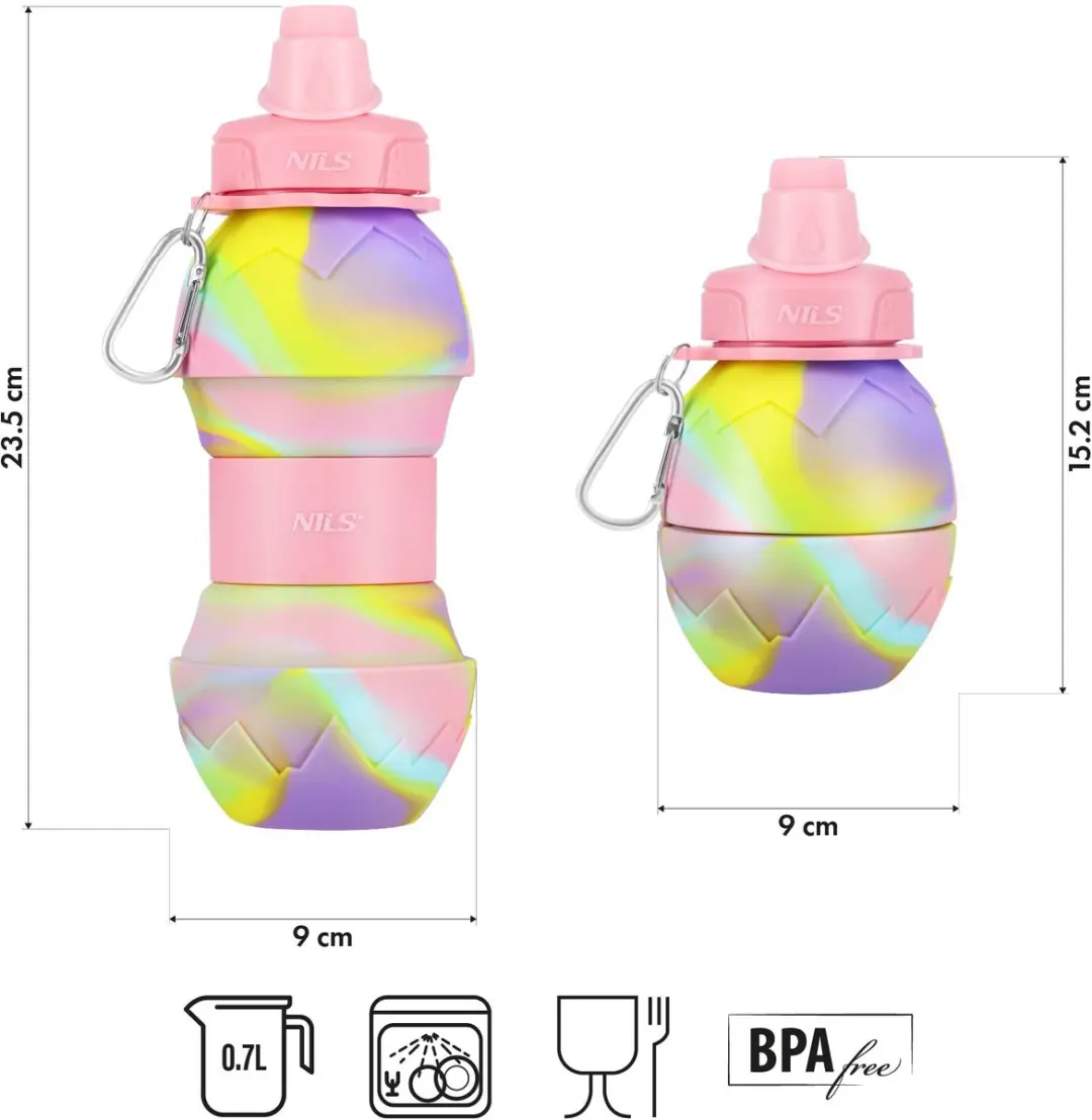 Nils NC4102 Siliconen Opvouwbare Bidon 700ml - Roze
