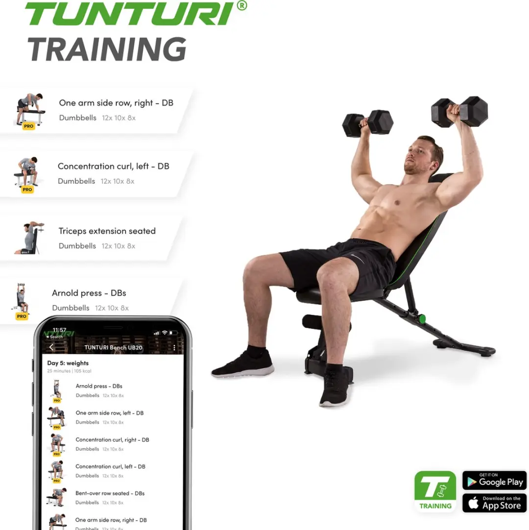 Tunturi UB20 Verstelbare Fitnessbank - Zwart