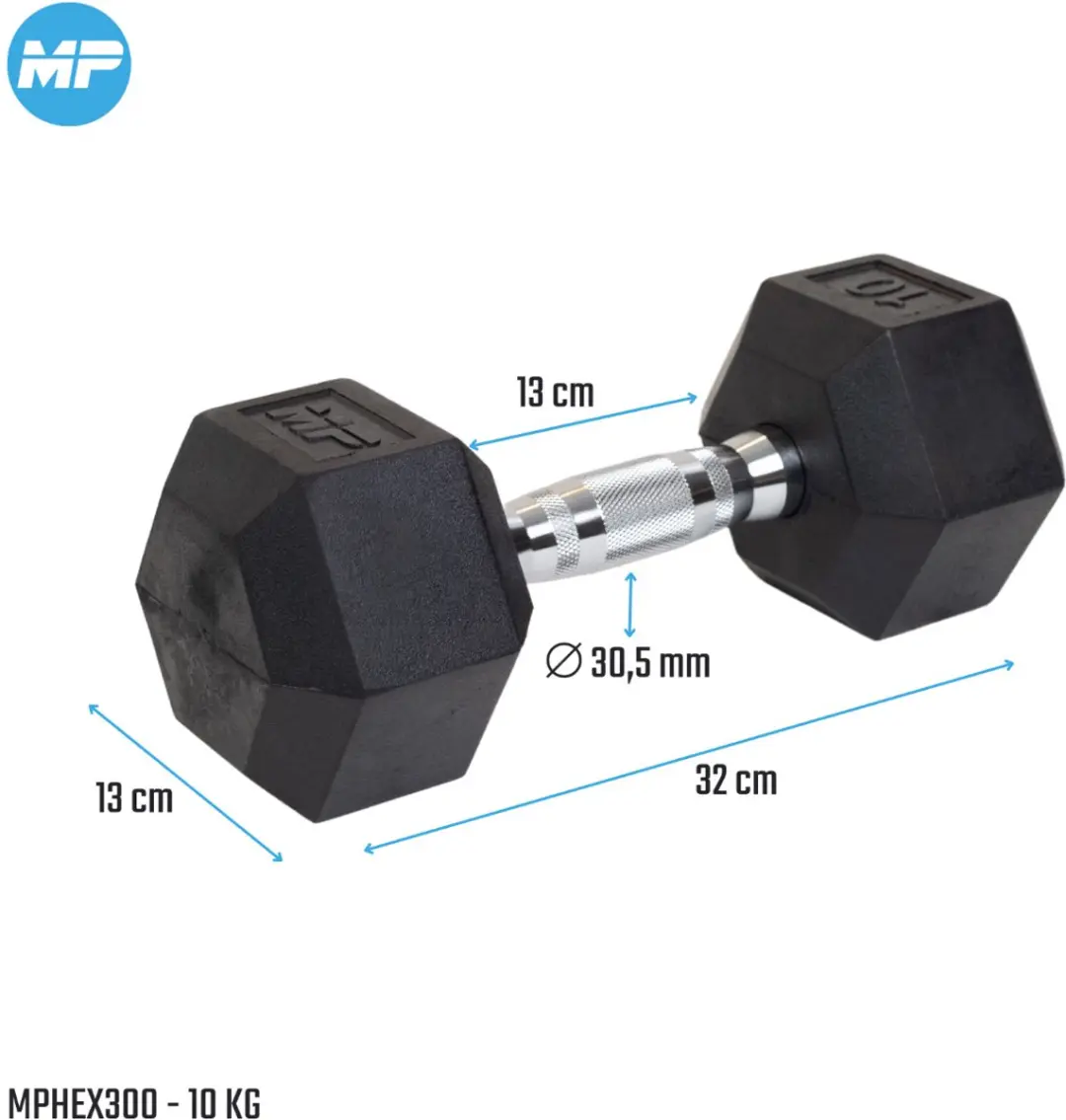 Muscle Power Hexa Dumbbell 10 kg - Zwart - afbeelding 6 van 6