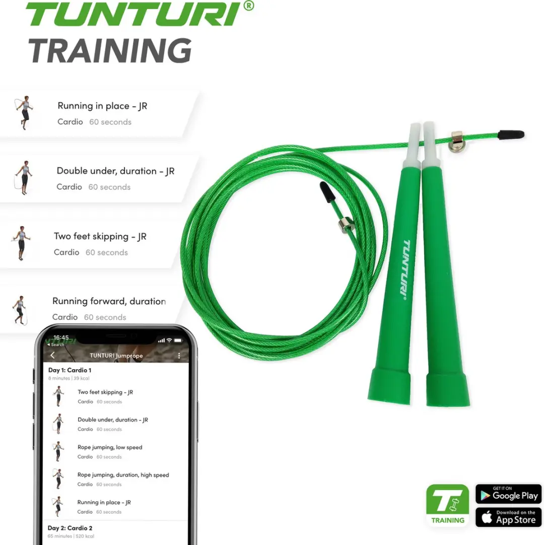 Tunturi Verstelbaar Speed Rope - Springtouw Groen