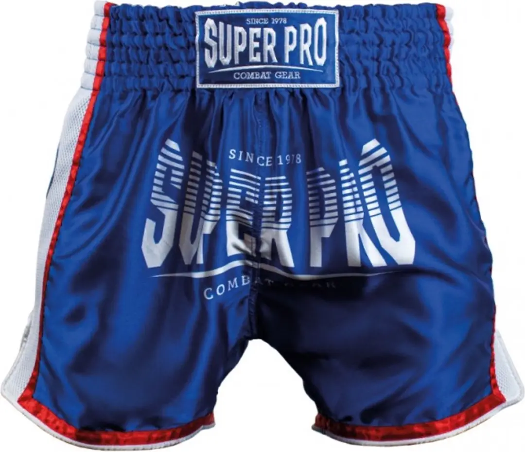 Super Pro Stripes Kickboksbroekje SPTS130-60104-XXS - Blauw/Wit/Rood - afbeelding 6 van 6