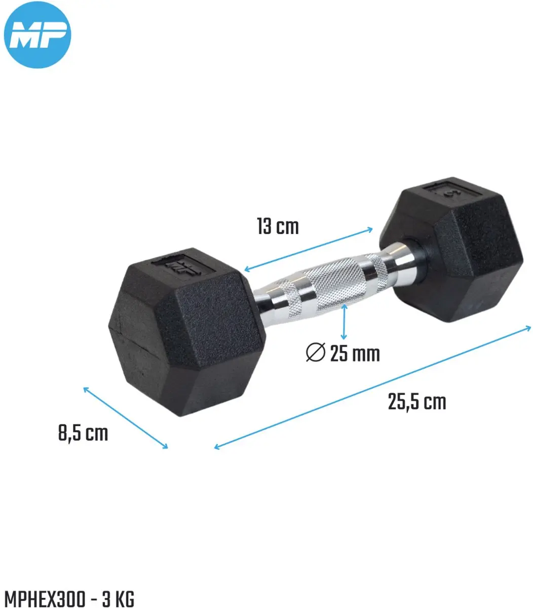 Muscle Power Hexa Dumbbell 3 kg - Zwart