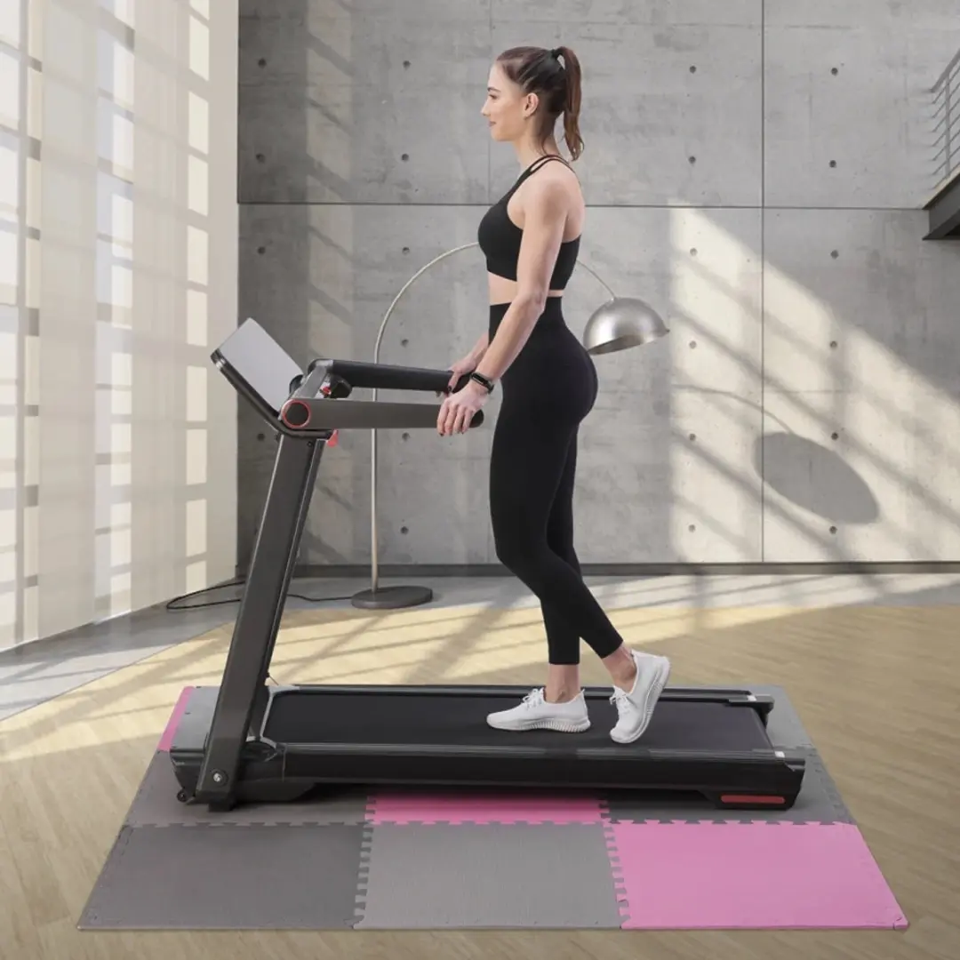 HMS One Fitness Puzzelmat - 9 Stuks 10mm Roze/Grijs