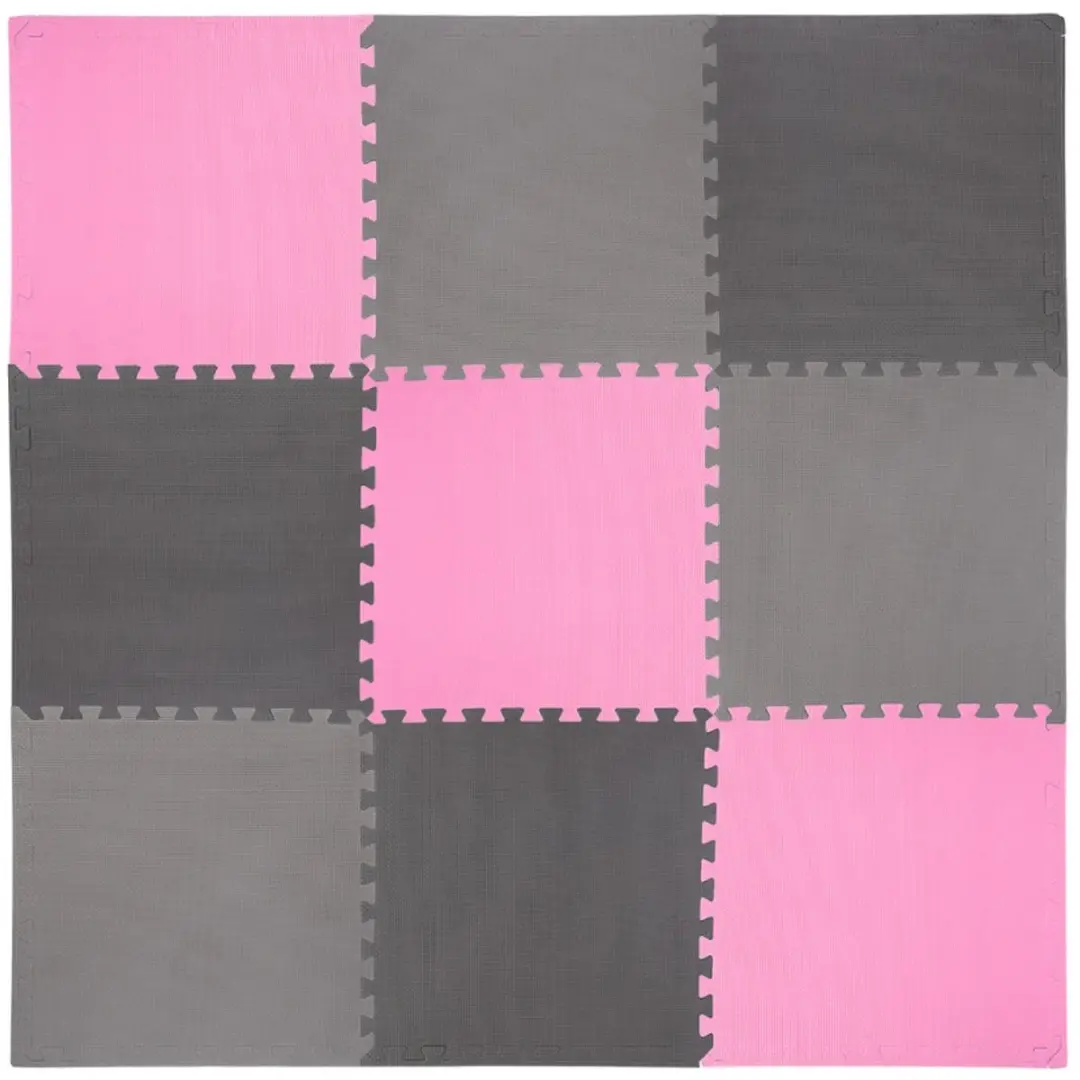 HMS One Fitness Puzzelmat - 9 Stuks 10mm Roze/Grijs