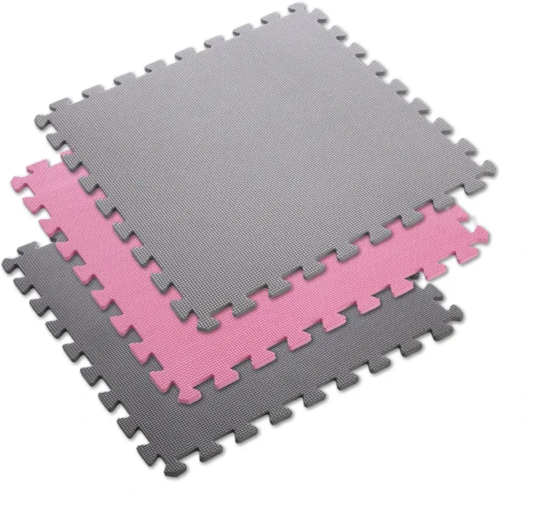 HMS One Fitness Puzzelmat - 9 Stuks 10mm Roze/Grijs