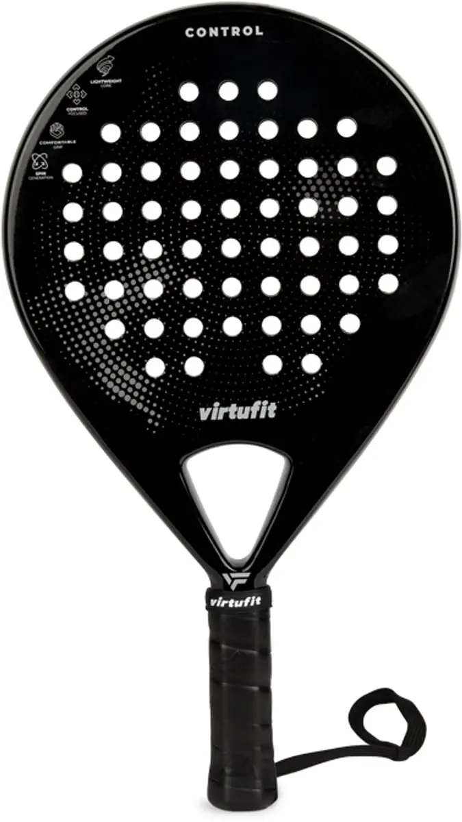 VirtuFit Control Padelracket - Zwart/Grijs - 365g - EVA-kern - met polskoord