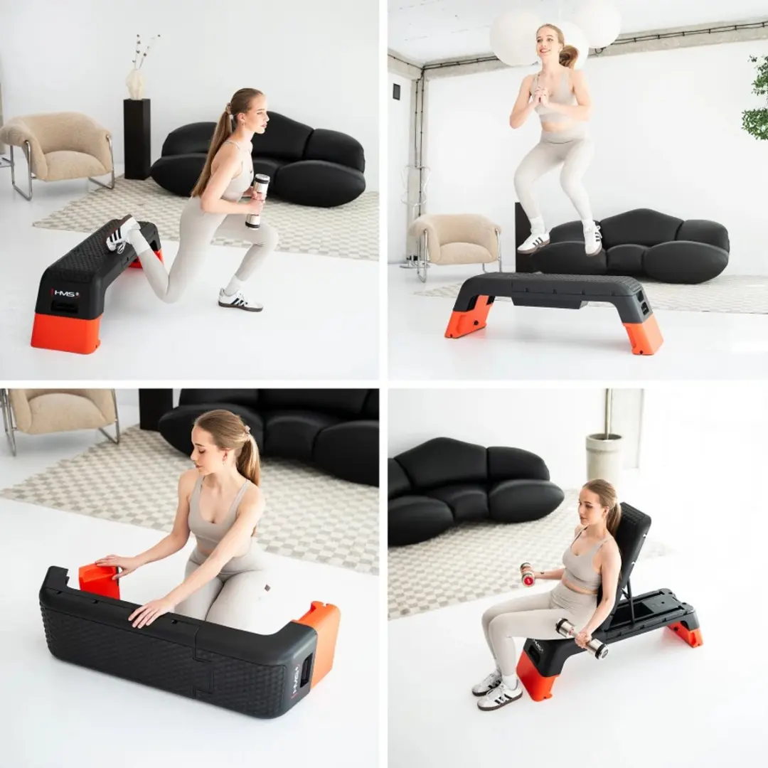 HMS Verstelbare Fitness Step Pro Aerobic Stepper - Zwart/Oranje