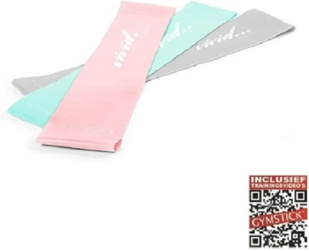 Gymstick Vivid Mini Bands Set - 3 Stuks - Grijs/Blauw/Roze