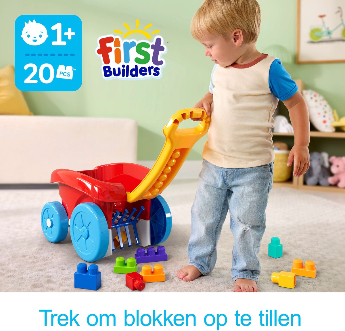 Mega Bloks Blokkenschepwagen - Constructiespeelgoed voor peuters en kleuters