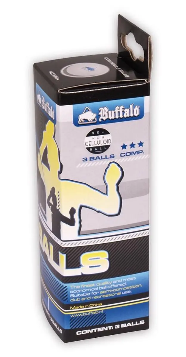 Buffalo Competitie Tafeltennisballen - 3 Stuks - Wit