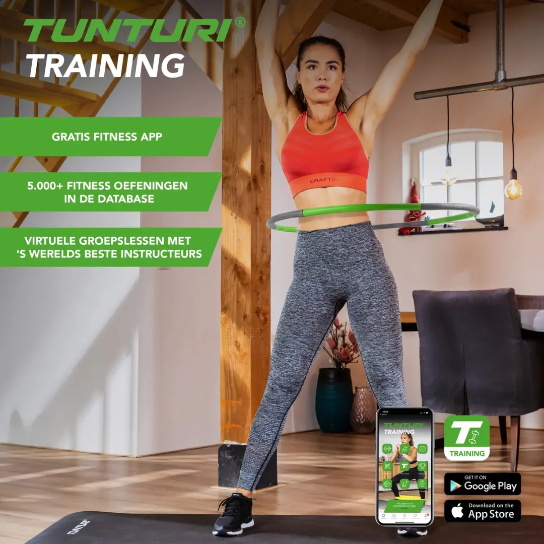 Tunturi Fitness Hoelahoep 100cm - 1,8kg - Groen/Grijs