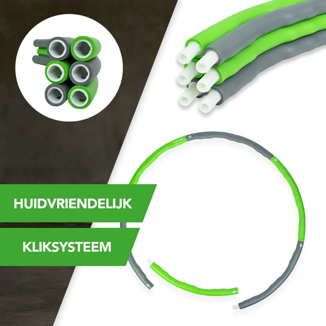 Tunturi Fitness Hoelahoep 100cm - 1,8kg - Groen/Grijs
