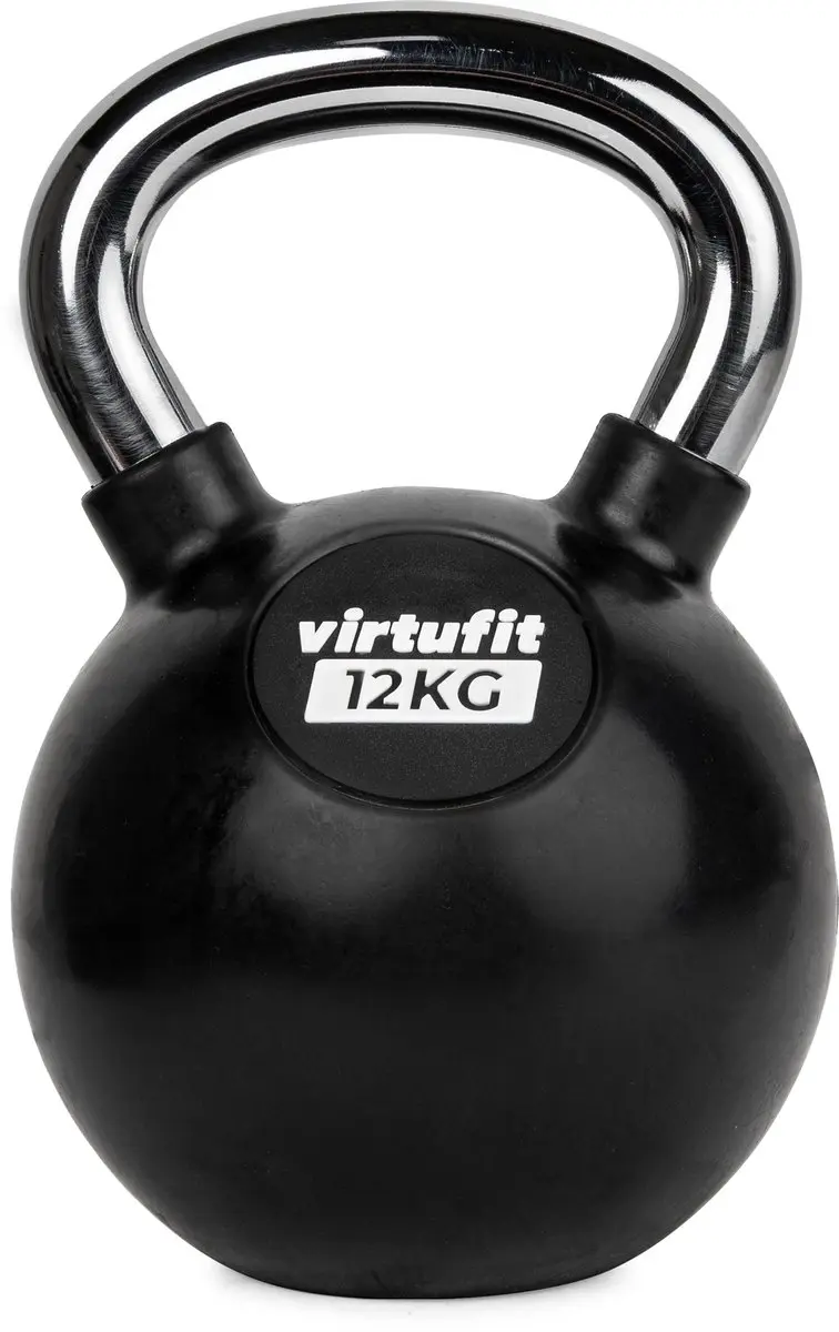 VirtuFit Kettlebell 12kg - Zwart/Rubber