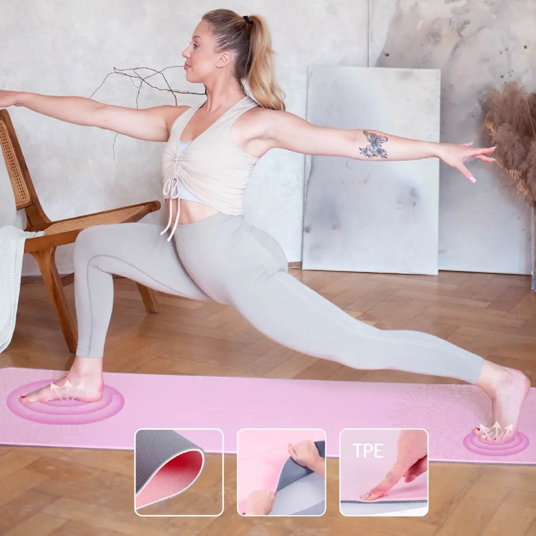 HMS YM10 Yoga Set - TPE Mat Grijze Blok & Riem