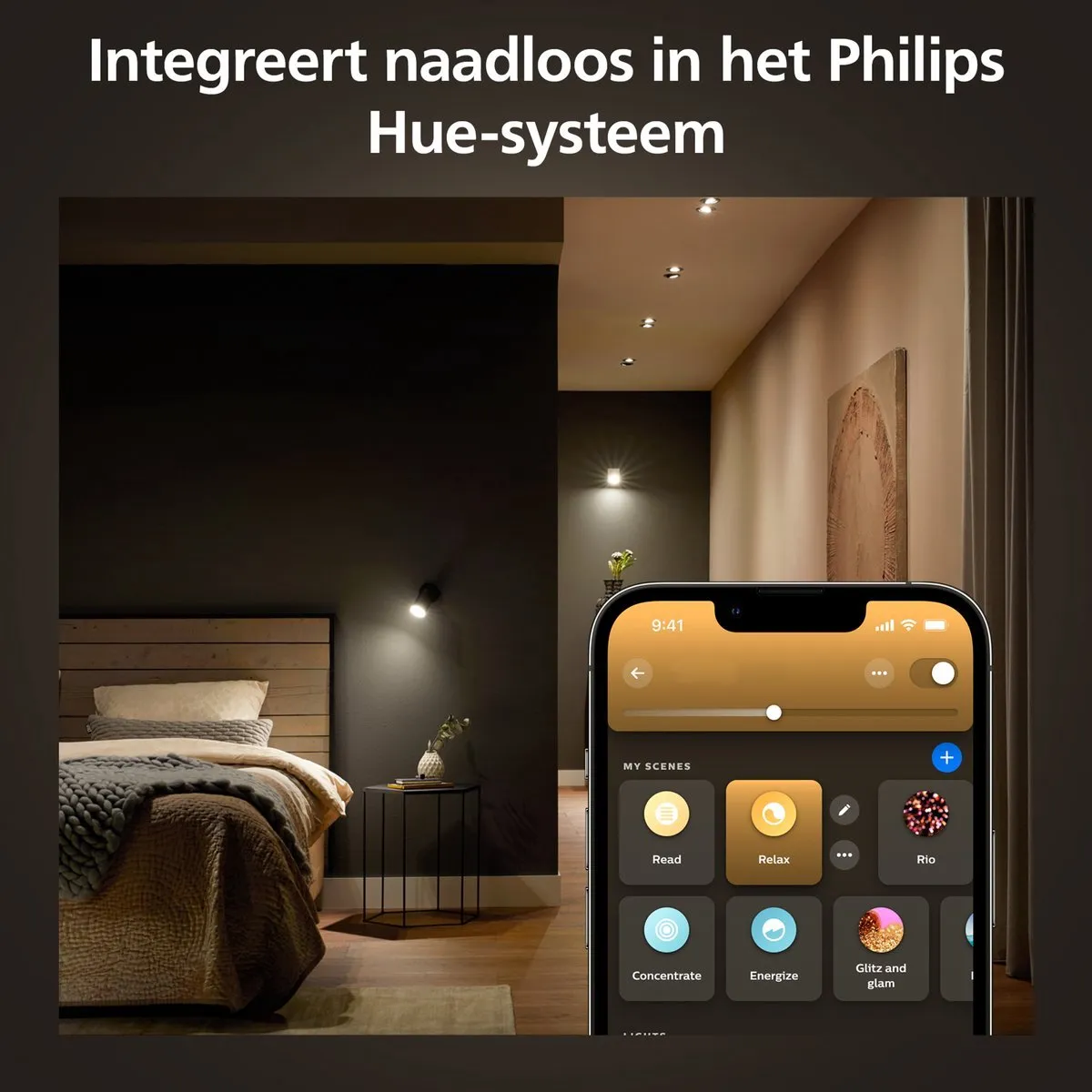 Philips Hue Uitbreidingspakket GU10 - 4 Spotjes Warmwit - 2700K - Mat Glas - Hue Dial Switch Wit