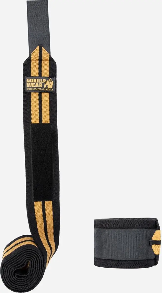 Gorilla Wear Knee Wraps 250cm - Zwart/Goud