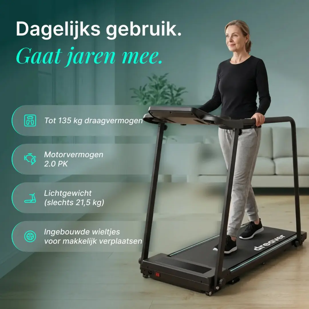 Dreaver Assist One Loopband 10KM/U - 12 Programma's - Zwart