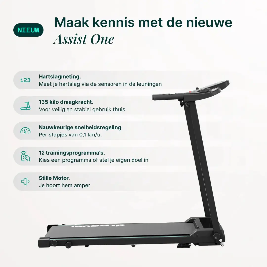 Dreaver Assist One Loopband 10KM/U - 12 Programma's - Zwart