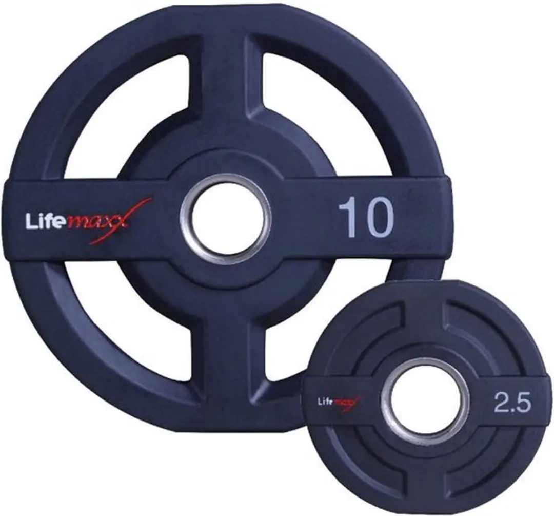 LifeMaxx LMX PU Olympische Halterschijf 10 kg - 50mm - Zwart