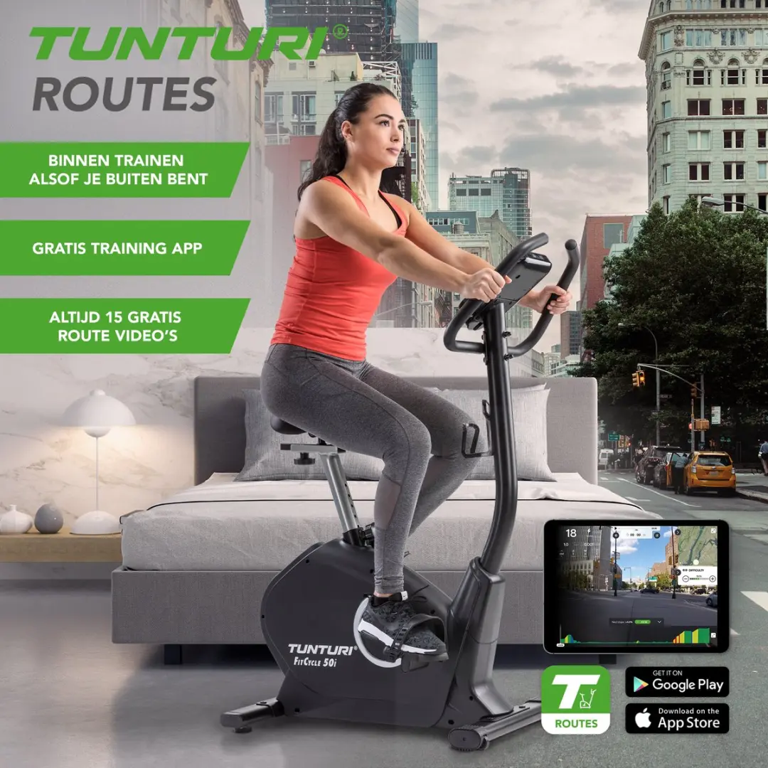 Tunturi FitCycle 50i Hometrainer - 32 Niveaus - 23 Programma's - Zwart/Wit