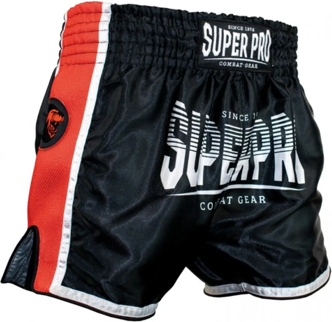Super Pro Stripes Kickboksbroek Short SPTS130-90401 - Zwart/Rood/Wit