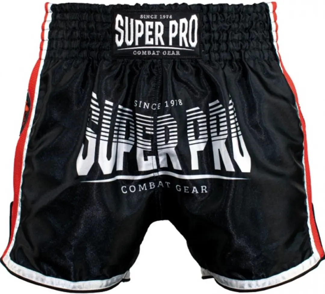 Super Pro Stripes Kickboksbroek Short SPTS130-90401 - Zwart/Rood/Wit
