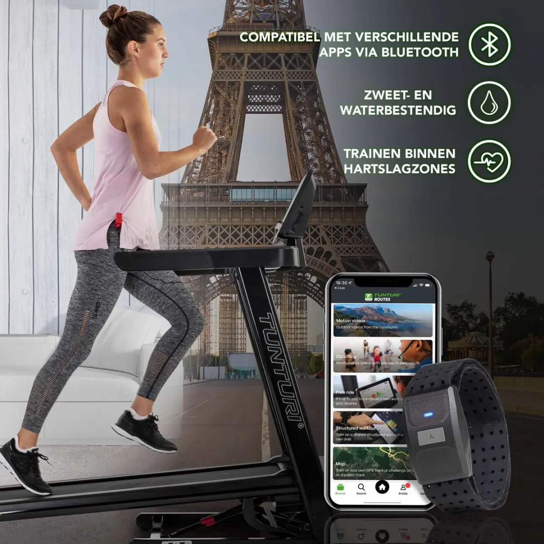 Tunturi Digitale Hartslagarmband - Bluetooth & ANT+ - Zwart